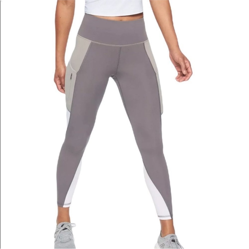 Athleta Colorblock Up for Anything Gray and White 7/8 Leggings